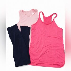 Women's Pink Tank Tops and Navy Leggings Set